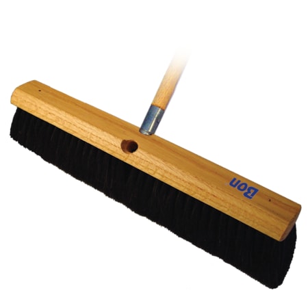 Bon Tool Floor Broom, 3" Horsehair Bristles, 18", 60" Wood Handle 84-173